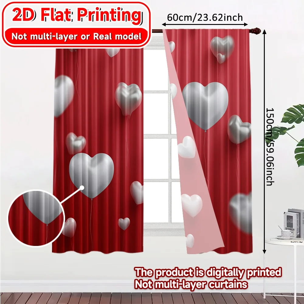 2D Flat Printing,2pcs Heart Balloons Bliss Chic Curtains&Window Treatment Semi-Sheer Curtains Decorations Decorative for