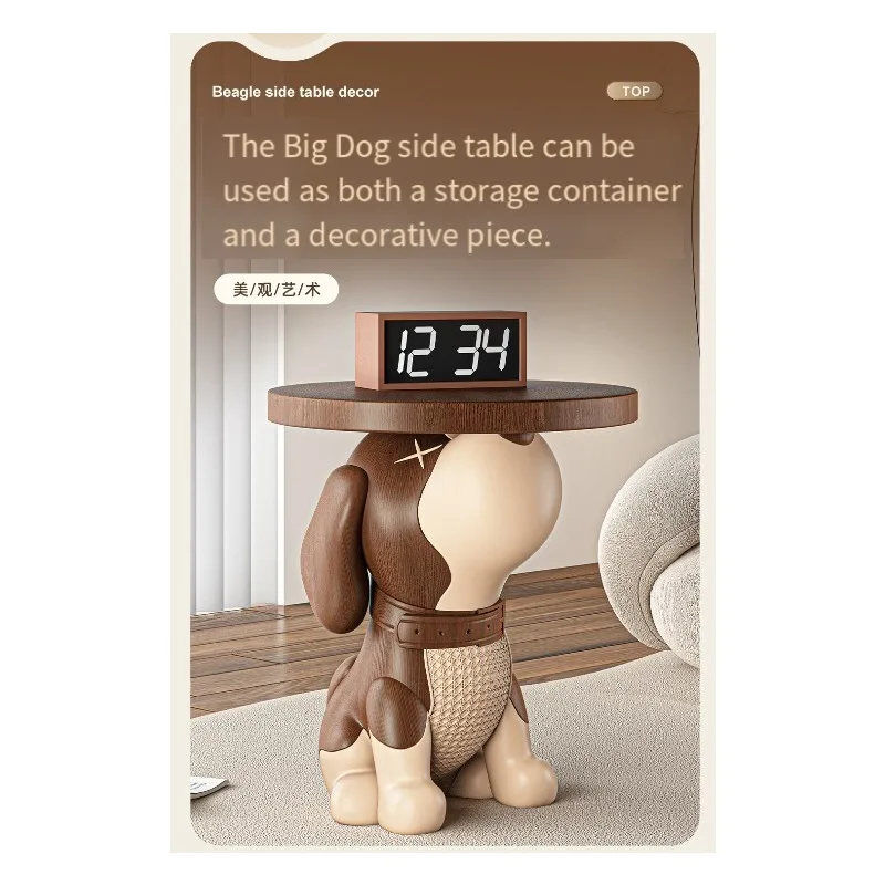 Beagle table ornaments, creative modeling coffee table antique style, decoration storage next to the sofa in the living room