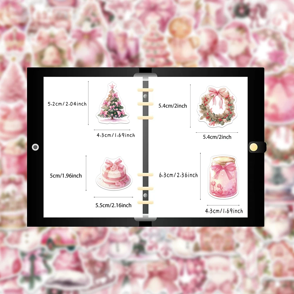 50 個クリエイティブピンククリスマスパーソナライズステッカー電話ケース装飾 DIY ノートブック水カップ防水ステッカー