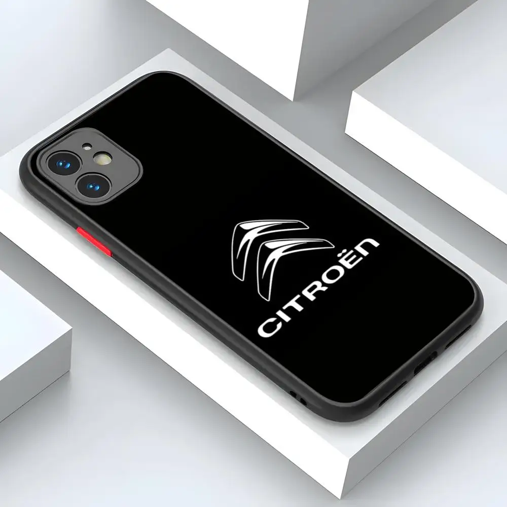 Luxury Car Citroen Logo Design For gentleman iPhone 15 14 12 13 11 Pro Max XR XS Max Mini X 7 8 Plus matte shell Cover