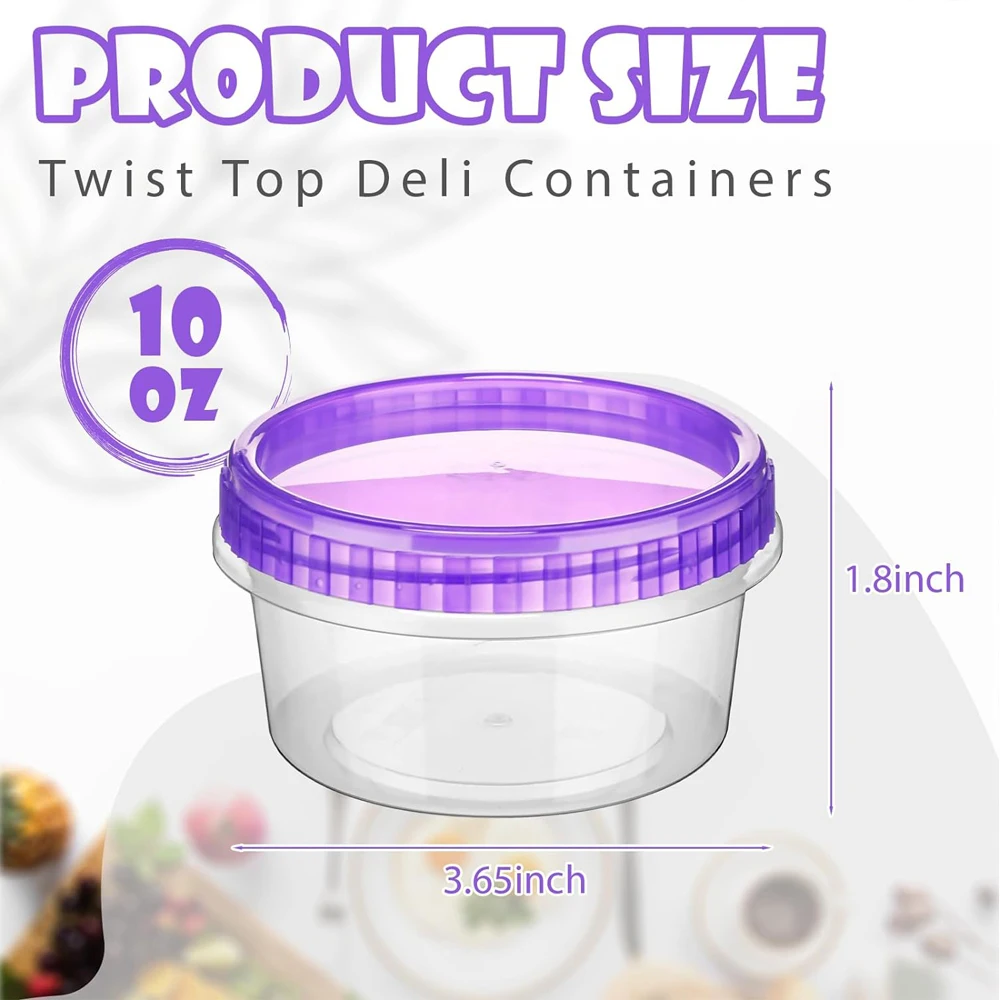 Plastic Freezer Containers for Food Storage, Twist Top Food Soup Storage Containers with Lids, Stackable, Reusable, Leakproof