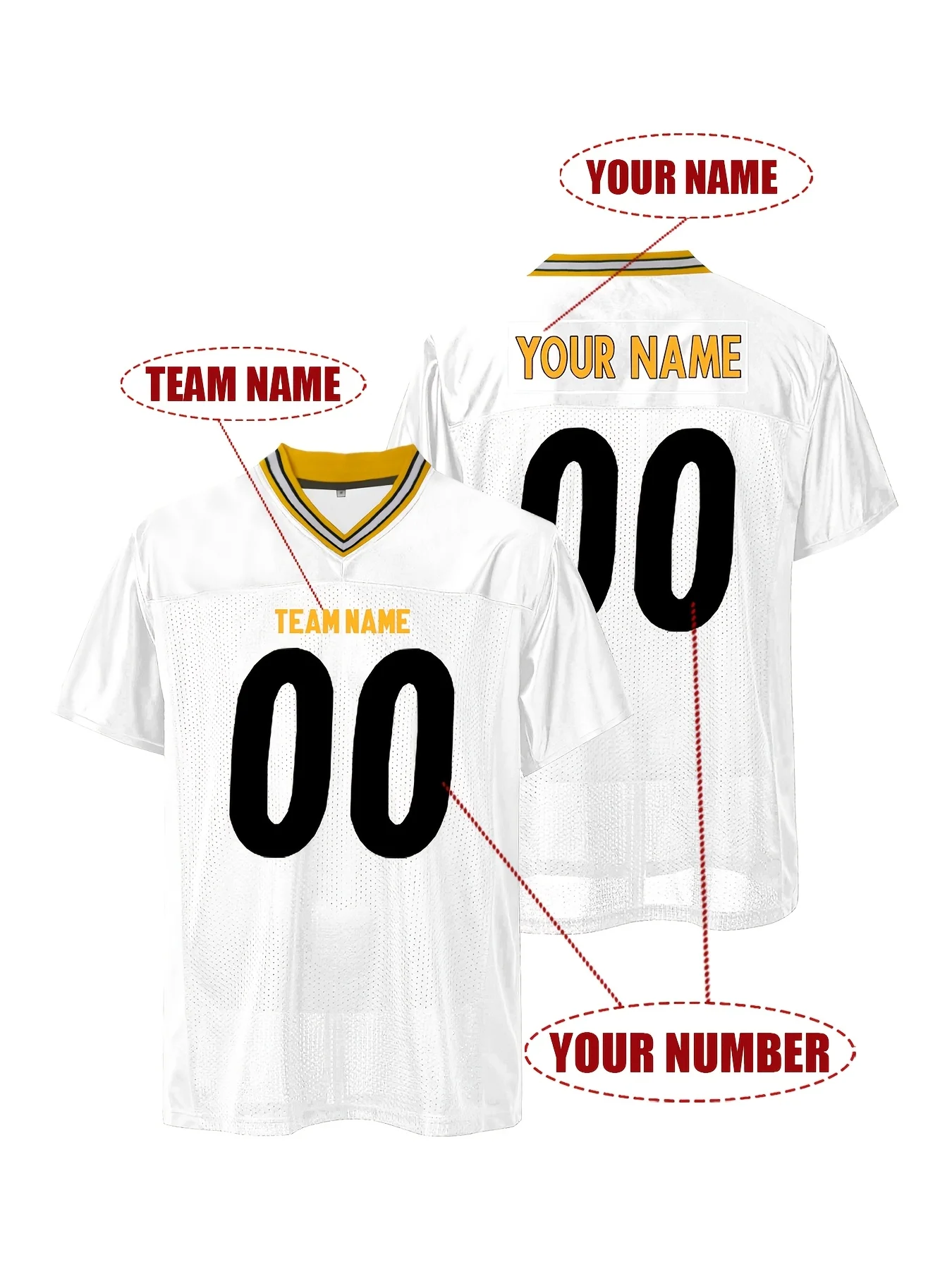 Custom Football Jersey Personalized Team Name,Number,Name,Breathable Mesh Football Shirt for Men Women Game Training DIY T-Shirt