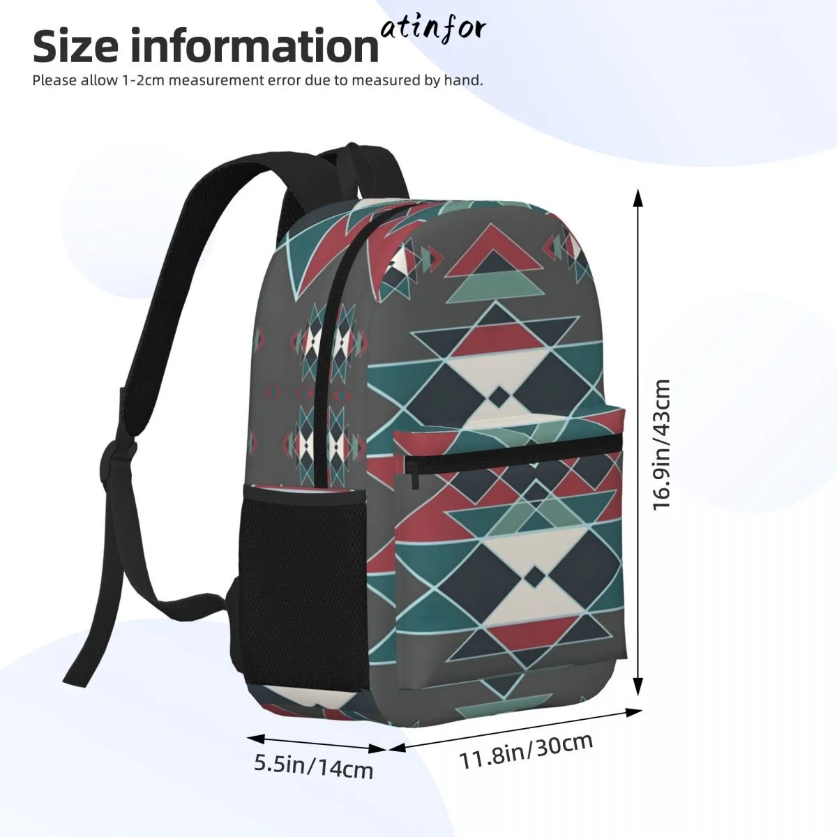 atinfor Native Southwestern Indian Art Printing Women Backpack Student Bookbag School Bag for Teenage Girl 17 inches image 4