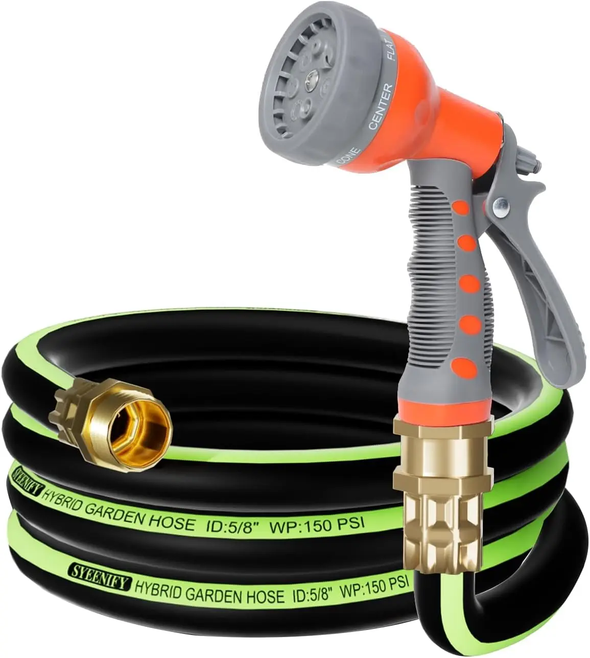 

Kink Free Garden Hose 10ft 5/8in Heavy Duty Hybrid Water Hose with Sprayer Nozzle Leakproof Outdoor Yard Hose Brass Connector
