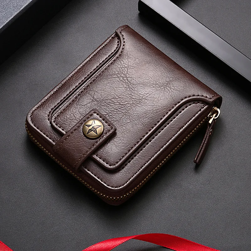 Vintage Luxury Brand Wallet Men Designer High Quality PU Leather Short Small Wallets with Coin Pocket