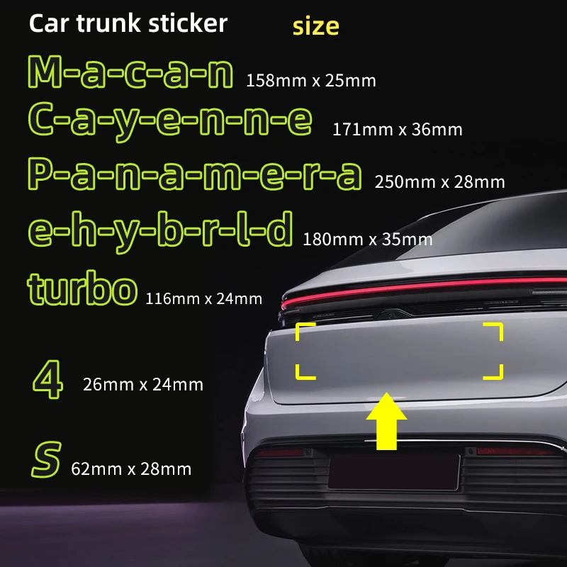 3D ABS Logo Side Fender Emblem Rear Trunk Badge Car Sticker accessories for Porsche Cayenne S Macan panamera e-hybrld 4 turbo