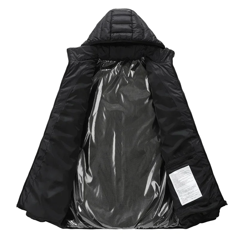 Veste à capuche en coton avec contrôle intelligent de la température, manteau noir, chauffage multizone imbibé, USB, réglage multi-vitesse,-20 ℃,