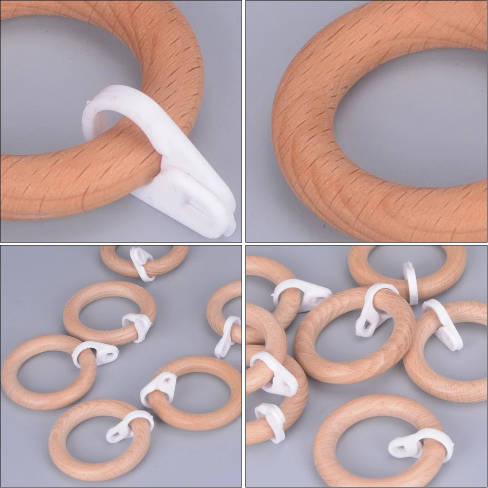 

3 Pcs Curtain Rings Solid Wood Roman Rod Hanging Decor Reliable Easy Install Disassemble Slide Clip Baby Room