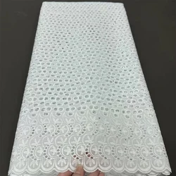 Tela de encaje de algodón seco para vestidos de novia, material de gasa con piedras nigerianas de alta calidad, DuBai, 5 yardas, 2024