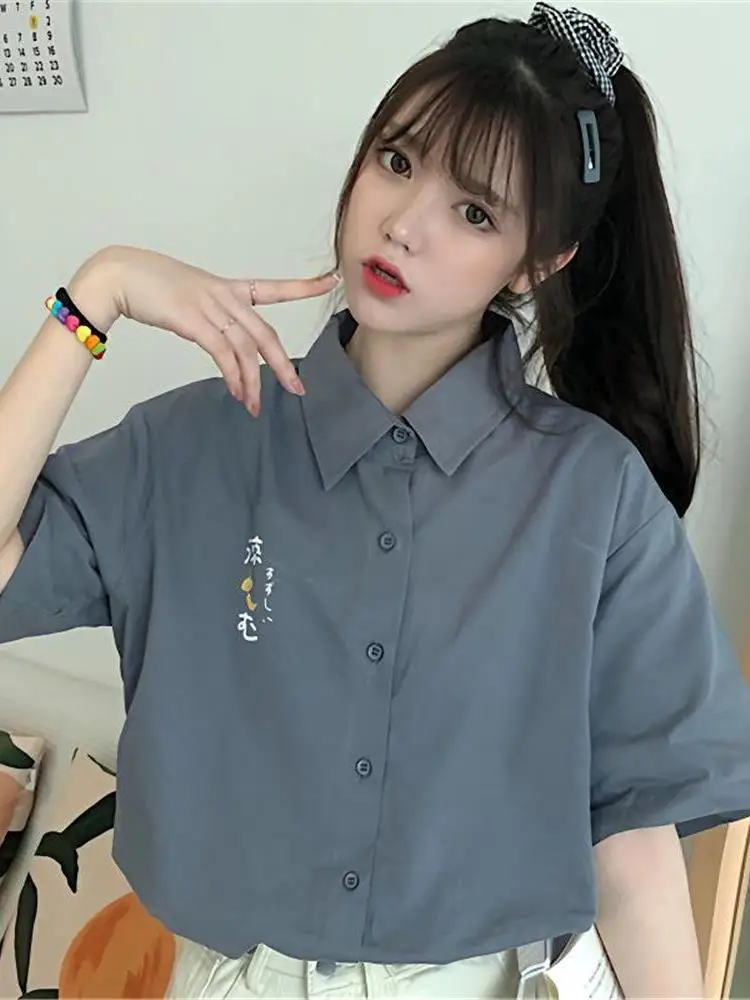 Women's Short Sleeve Shirt Loose Fit Summer 2026 Korean Style Versatile High End Top Cleanfit Design PU Material Non Deformable
