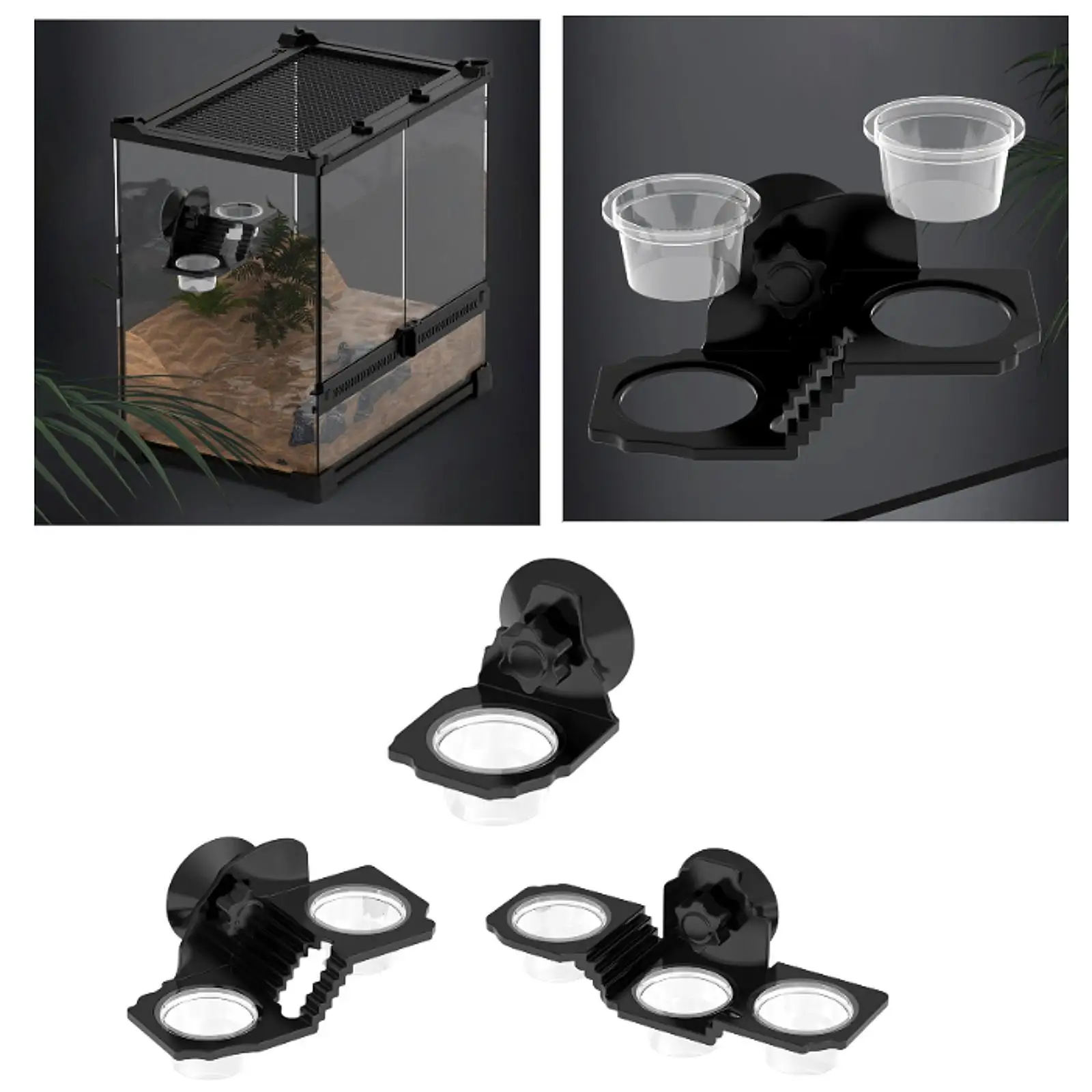 Reptile Feeder Suction Sturdy Hanging Design Pet Supplies Space-saving Feeding Cup for Small Pet Tortoise Chameleon Gecko