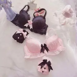 Ultra-beautiful Japanese maid two-color thin cup lingerie college style student girls cute bra sexy underwear bra set