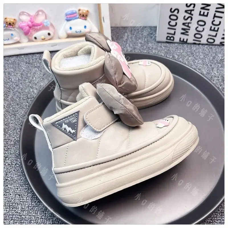 Kuromi Anime Kawaii Sanrio Ins Fashion Soft Boots Cute Cartoon My Melody Y2k Sweet Children Cotton Board Shoes regali per bambini