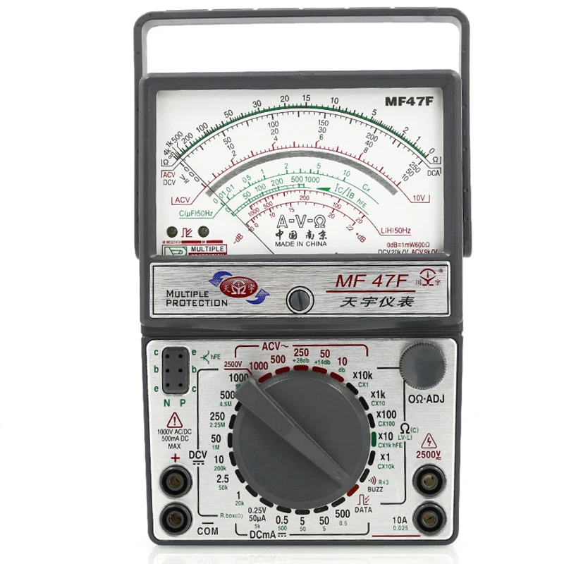 MF47F zewnętrzny multimetr magnetyczny ze wskaźnikiem anty spalania wysokiej precyzji uniwersalny miernik precyzyjny multimetr mechaniczny