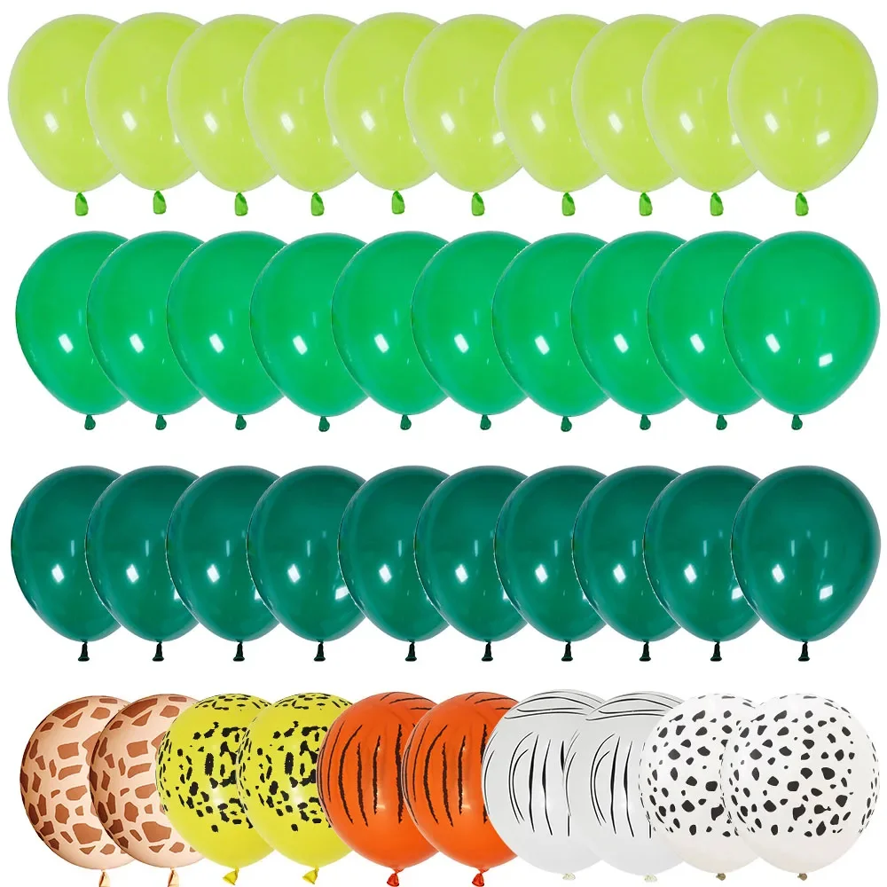 

40Pcs Green Latex Balloons Set Metallic Confetti Balloon Jungle Safari Animal Birthday Party Decorations Kids Boy Baby Shower