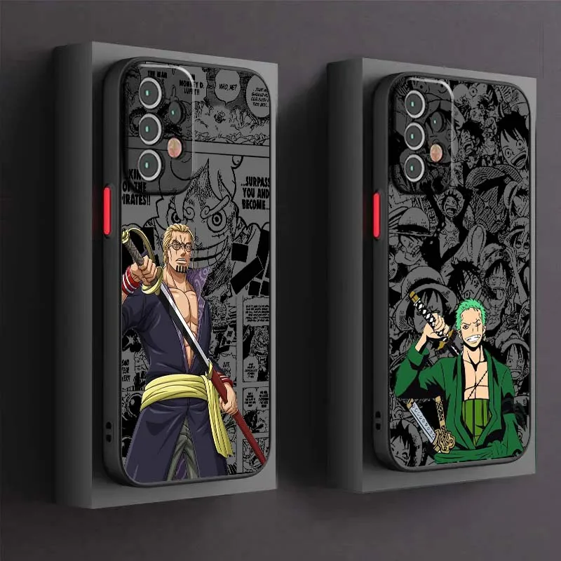 أنيمي قطعة واحدة لوفي زورو لسامسونج A56 A42 A36 A34 A33 A32 A23 A16 A04 A03 ملاحظة 20 5G متجمد شفافة جراب هاتف