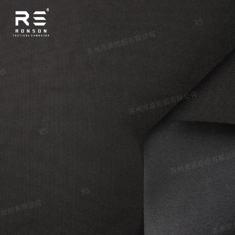 قماش كوردورا مطلي بالبولي أميد 100% من النايلون 500D H01 # معالجة بالأشعة تحت الحمراء السوداء، استخدام متين لمعدات التروس التكتيكية WR+NIR