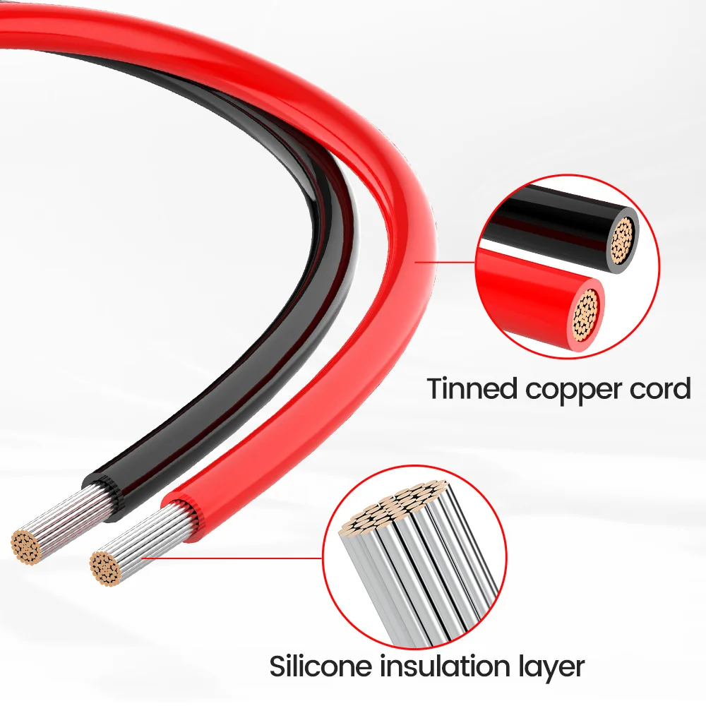 CONEPY Battery Power Inverter Cables 2AWG 4AWG 6AWG 8AWG Silicone Tinned Copper Wire M6/8/10 For Solar Panel Trolling Automotive