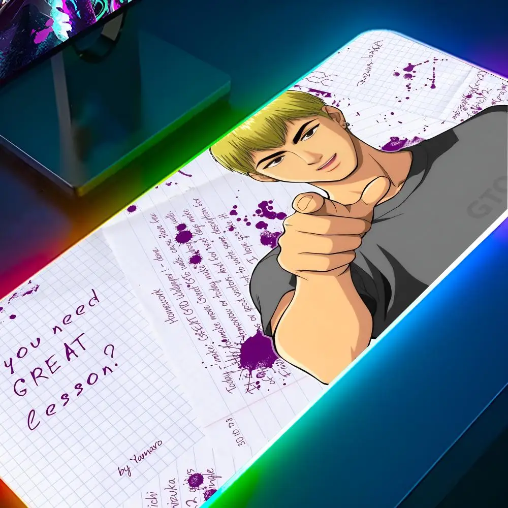 

Отличный коврик для мыши Onizuka, RGB ПК, Игровая клавиатура, светящийся коврик, резиновые коврики, милый мультяшный игровой компьютер csgo lol pu