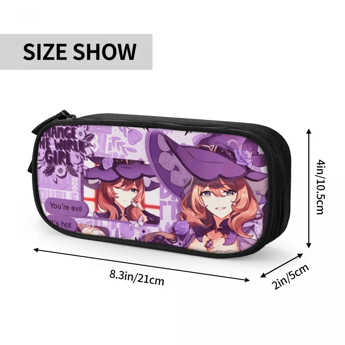 Lisa Genshin Impact Game Pencil Case Creative Pen Holder Bag Student Large Storage Office Zipper Pencilcases