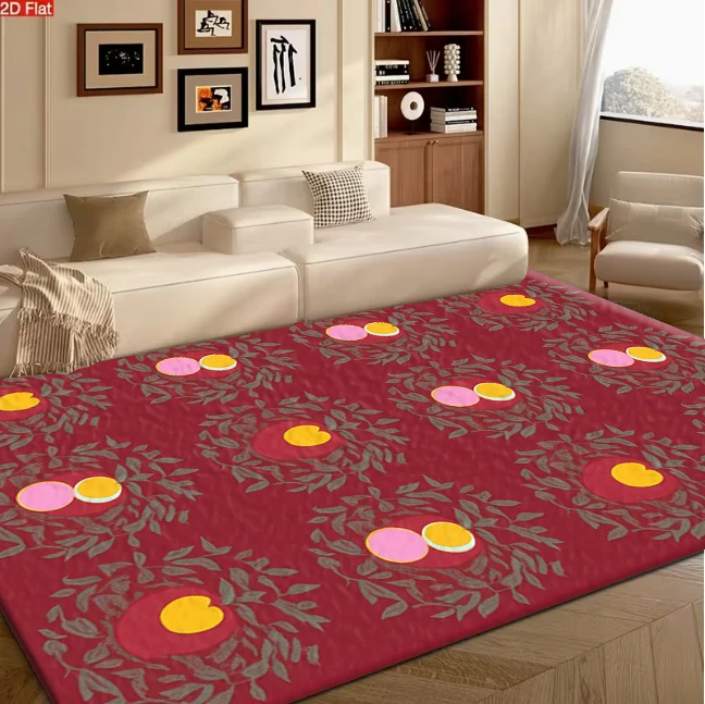Vintage Fruit Floral Print Carpet Flooring Bohemian Style Floor Carpet for Living Room Office Indoor Home Decoration