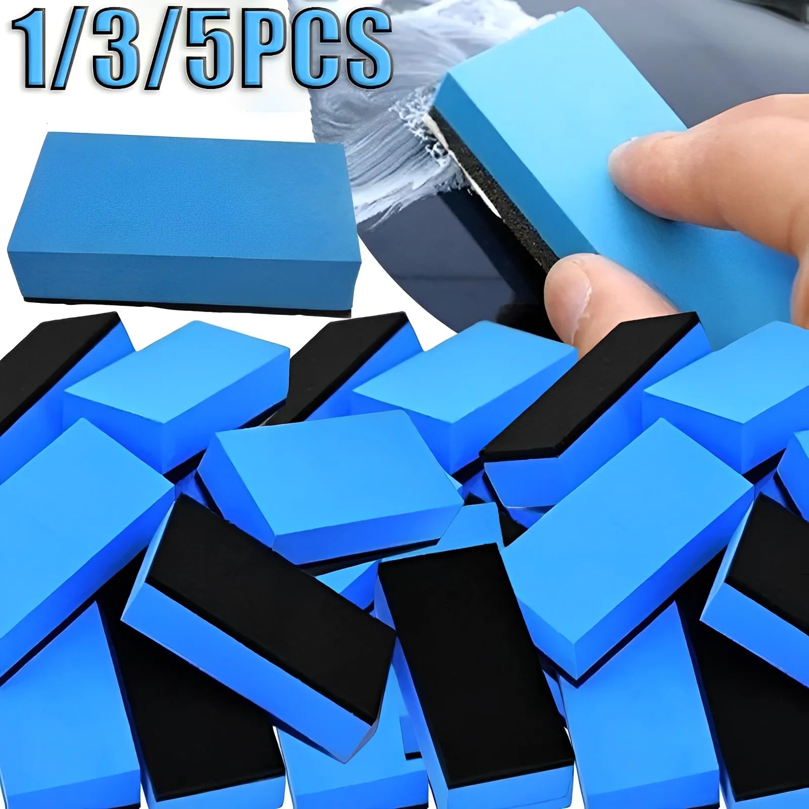 

1/3/5PCS Car Ceramic Coating EVA Sponge Glass Nano Wax Coat Applicator Pads Blue Square Sponge Car Cleaning Tools Car Stuff