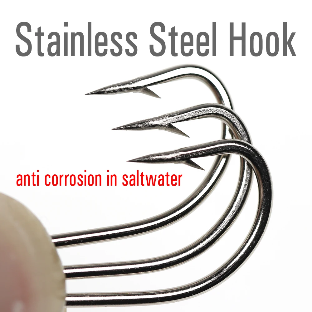 ICERIO 50PCS Stainless Steel O\'SHAUGHNESSY Long Shank Saltwater Fishing Hook Clouser Minnow Sculpin Streamer Fly Tying Hooks