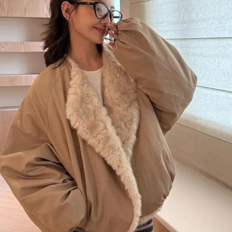 Fausse fourrure pour manteau manteaux femmes strass mi longue à l'extérieur fille Style chinois haut de gamme Chic rouge cordon poilu veste complète