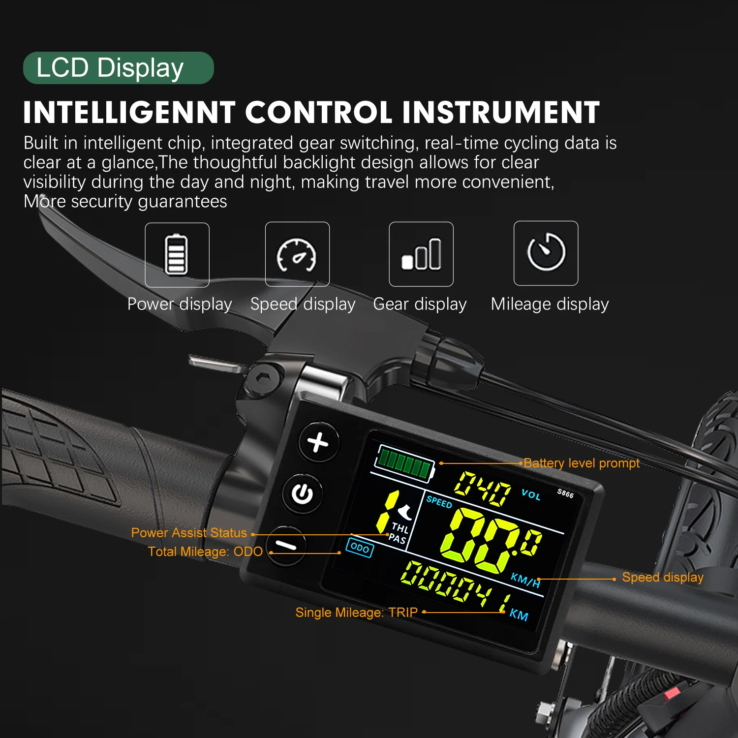 24V 36V 48V E-Bike LCD-S866 Color Display Control Panel 5+2Pin SM Plug for UART Communication Protocol E-Scooter E-Bicycle Parts view 3