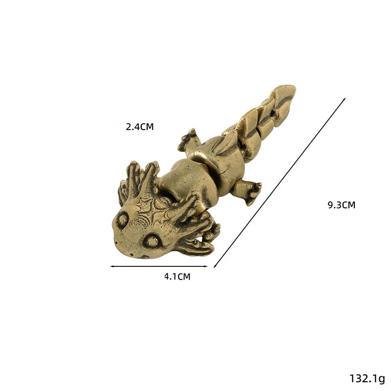 Axolotl Figurines Miniature 3D Articulated Dinosaur Art Piece Animal Ornament Brass Reptile Statue Garden Table Decor Scene