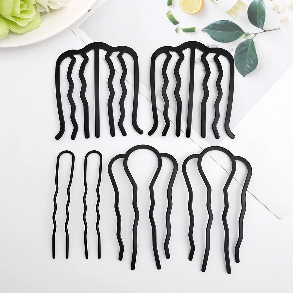 U Shape Black Hairpin Comb para Mulheres, Trança Twist Fork, Clipes de cabelo encaracolado, Moda coreana, Styling Tool, Hair Sticks, Acessórios para cabelo