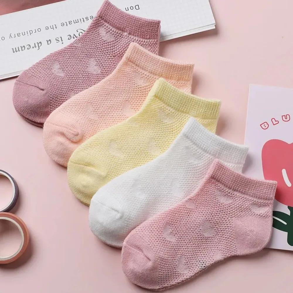 5Pairs Fashion Soft Socks Mesh Sweat Absorption Cotton Sock Breathable Short Socks Spring Summer