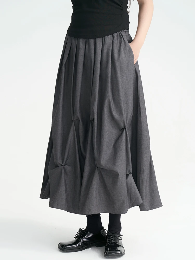 Jesienna nowa spódnica damska, unikalny design, czarna, modna, plisowana spódnica