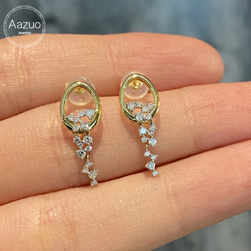 

Aazuo Fine Jewelry 18K Solid Yellow Gold Real Diamonds Fairy Drop Earrings Gifted For Women Engagement Party Au750