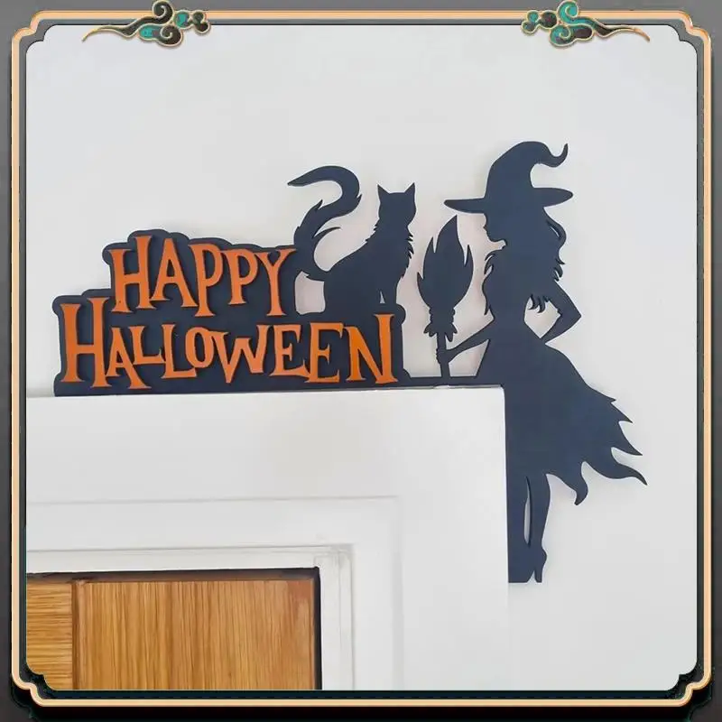 

Украшение дверной рамы премиум-класса на Хэллоуин, угловой знак на дверь на Хэллоуин, статуя украшения дверной рамы