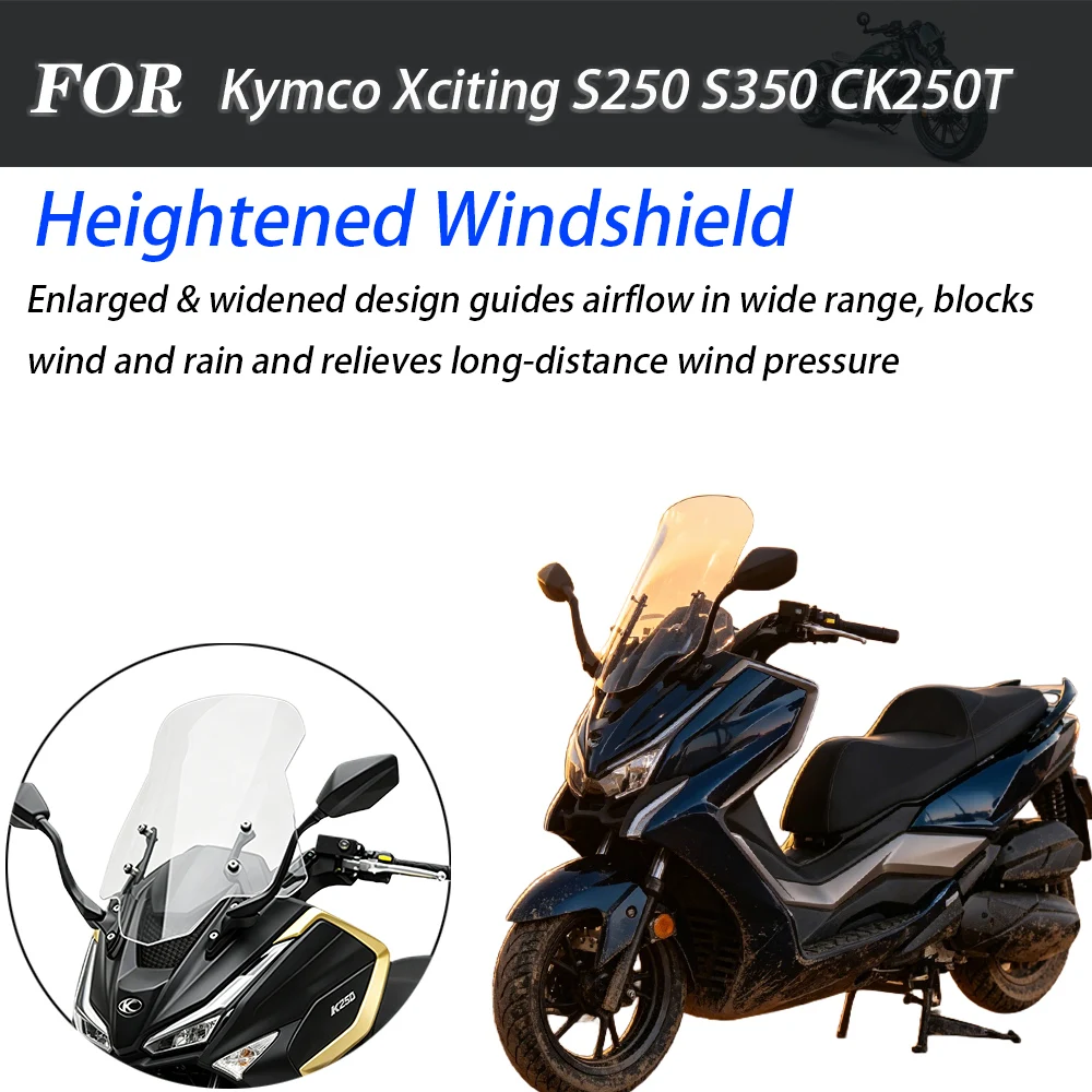 Enlarged Widened Front Windshield Wind Screen Mod Accessories For Kymco Xciting S250 S350 CK250T Parabrezza Alforjas