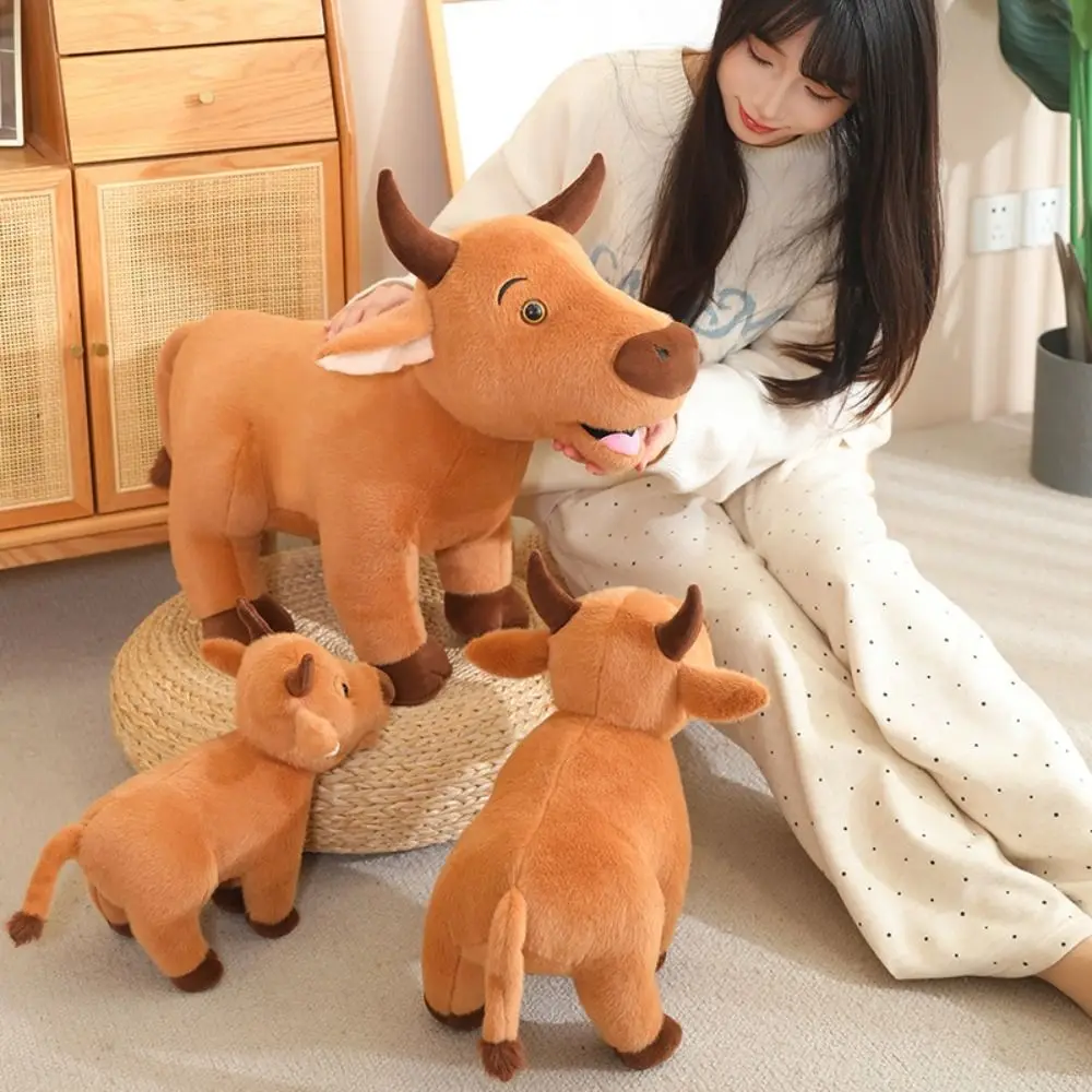 

Cute 25-60 CM Plush Cow Companion Doll Super Soft Cartoon Calf Doll Solid Color Simulation Stuffed Cattle Pillow Gift