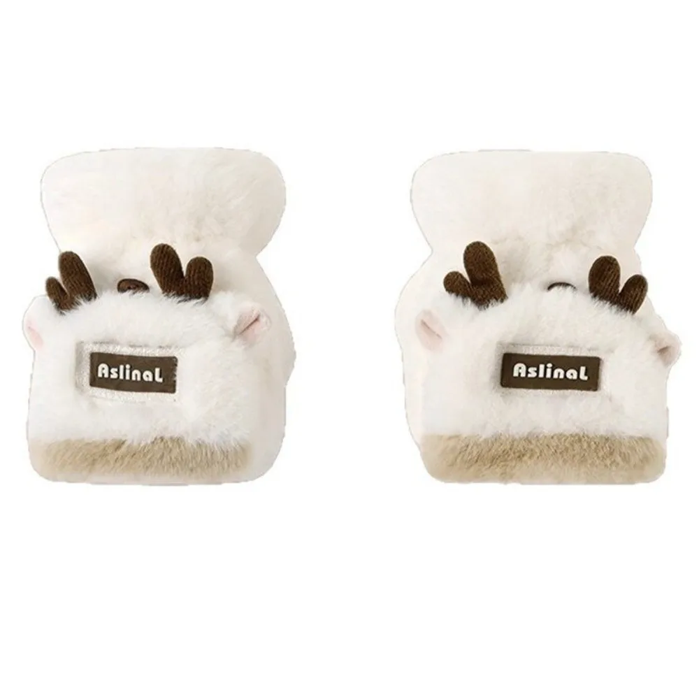 

Толстые теплые перчатки с рогами, мягкие пушистые антихолодные перчатки без пальцев с откидной крышкой, ветрозащитные перчатки на флисовой подкладке с половиной пальца