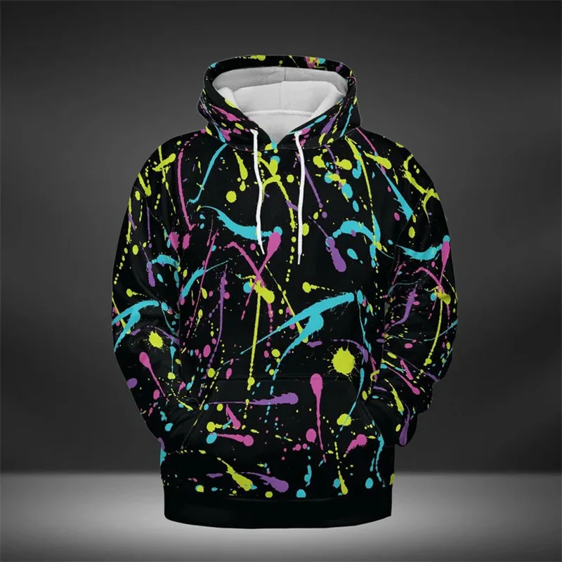

Trend Graffiti Style Printed Hoodies Gradient Long Sleeve Pullover Daily Casual Hooded Sweatshirt Vintage Street Unisex Clothing