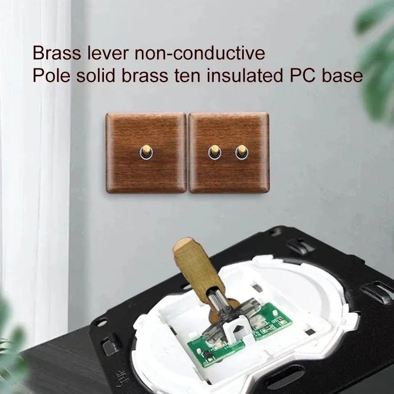 Socket Work Driving Arm Panel Retro Style EU/France/UK 1Gang 2Gang Dual control Solid Wood Wall Switch