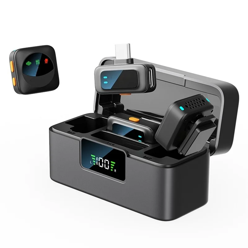 ไมโครโฟนไร้สายแบบหนีบปกเสื้อ ABZZ,360 °   การรับสัญญาณแบบรอบทิศทางและการลดเสียงรบกวนอัจฉริยะ แบบเสียบแล้วใช้งานได้ทันทีสำหรับพีซี/สำหรับไอโอเอส/สำหรับแอนดรอย