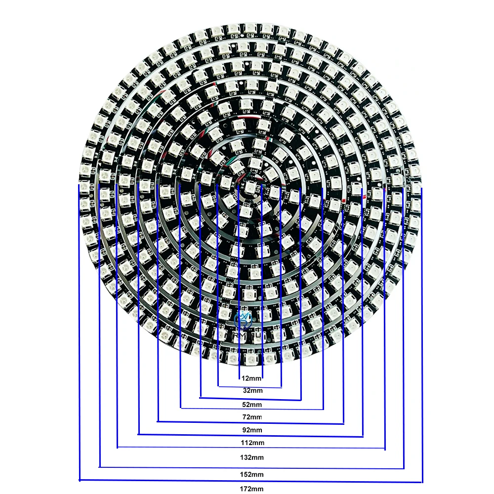 DC5V WS2812B DIY RGB RGBW RGBWW 8 to 241led Round Module SK6812 SMD5050 Integrated Driver Black White PCB Full Color LED Ring