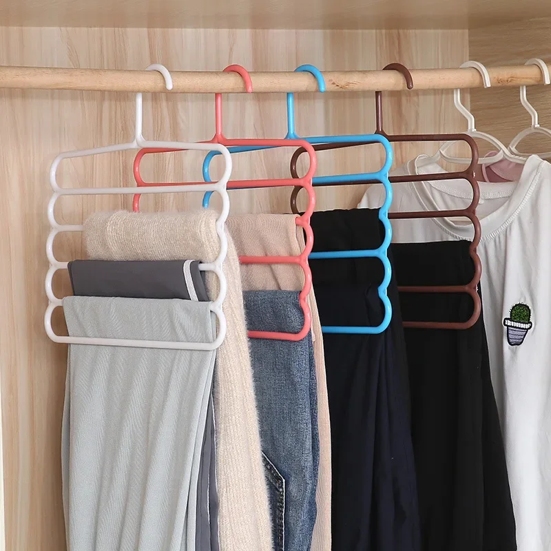 Multi-functional Five Pants Rack Coat Rack Multi-layer Space-saving Pants Cabinet Storage Racks Clothes Hanger Clothing Rack