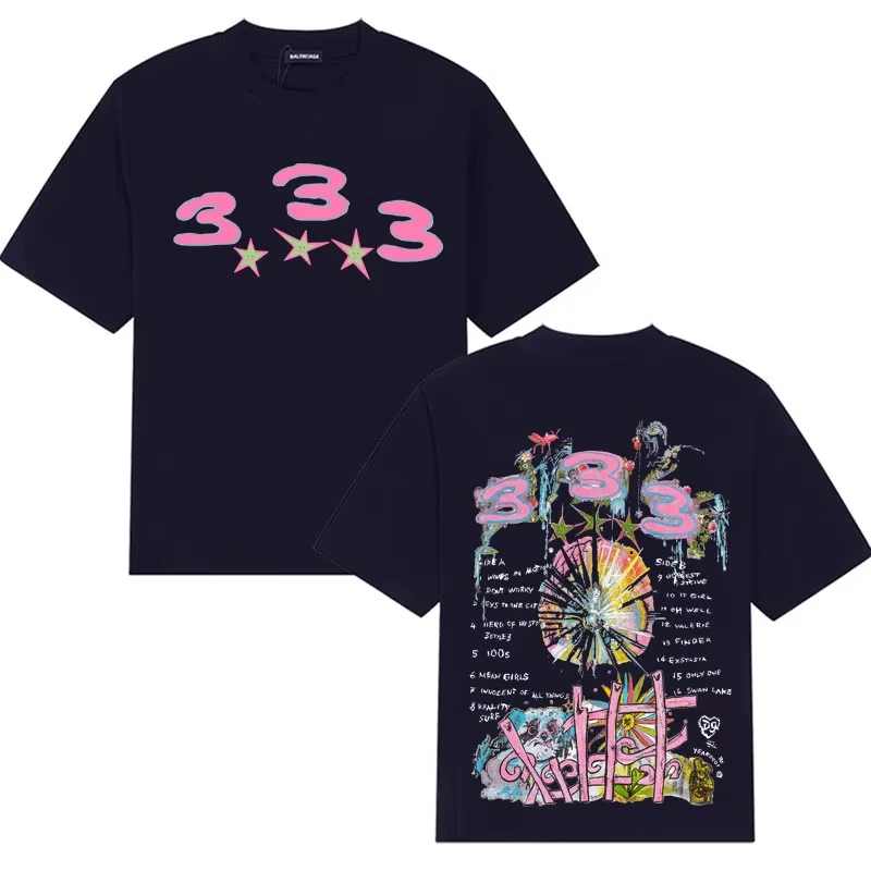 السويدية Bladee 333 Harajuku تي شيرت استنزاف عصابة ألبوم الرسومات طباعة تي شيرت محايد تي شيرتات قصيرة الاكمام الهيب هوب Y2K الملابس