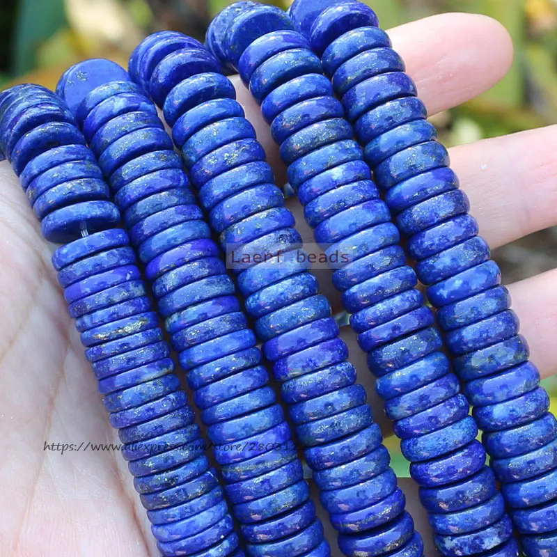 100% Natural Lapis Lazuli Rondelle Gem Stone Loose beads 7/15inch ,For DIY Jewelry Making !