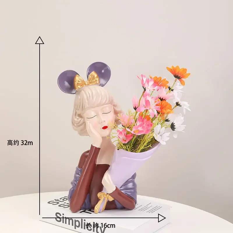 Nordic Flower Girl Art Vase Ornaments Creative Living Room Dining Table Porch TV Cabinet Home Flower Arrangement Decoration