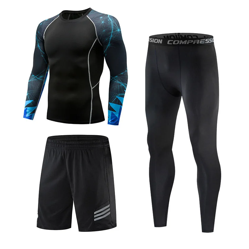 2024 New Fitness Large Print Sports Fitness Set Casual Men's Quick Drying Sweatwicking And Breathable Clothing