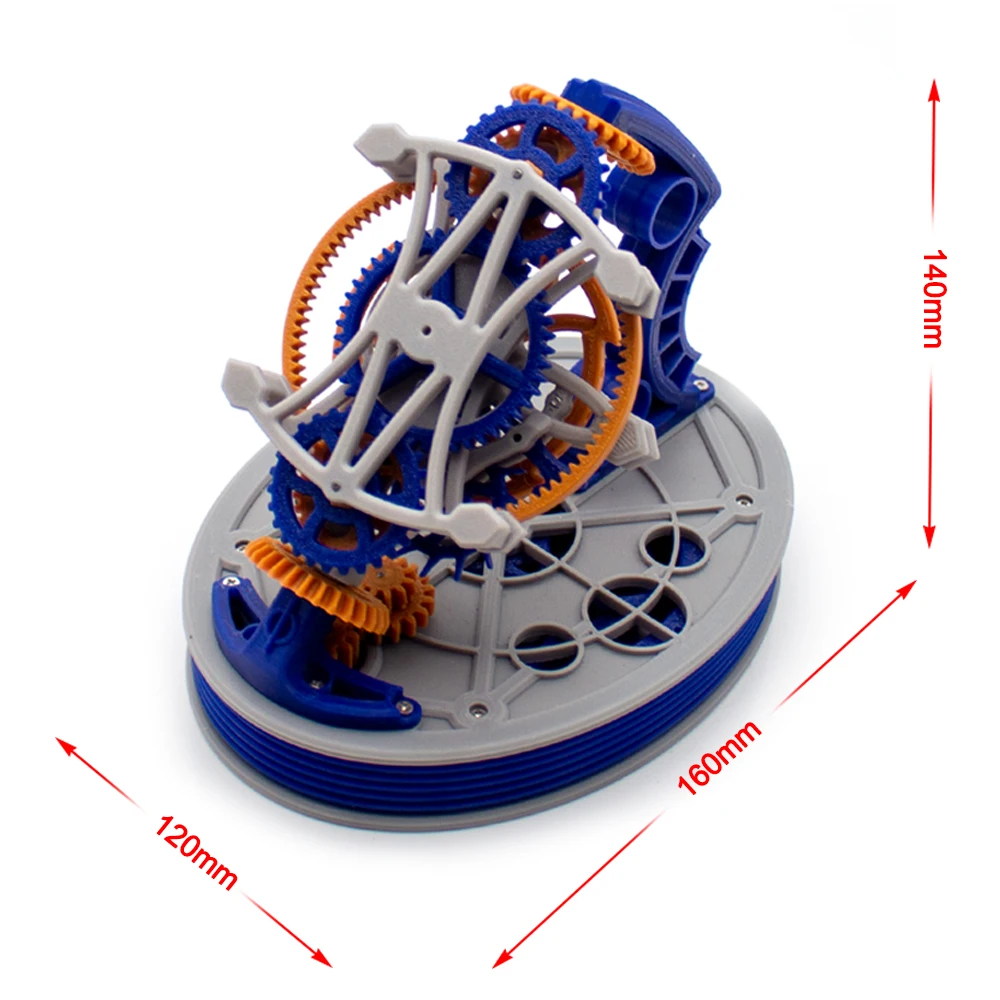 3D Printed PLA Double Shaft Tourbillon Model Mechanical Pendulum Clock Principles Escapement Structure Desk Ornament Gear Art