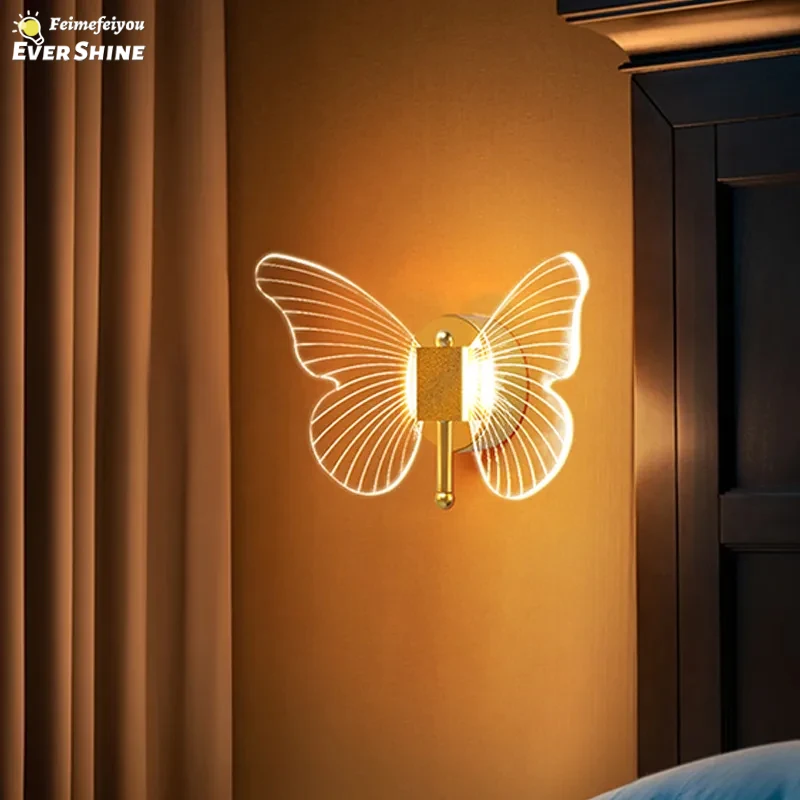 Butterfly LED Wall Lamp Indoor Lighting Fixture Bedroom Bedside Table Living Room Nordic Home Decoration Wall Light Sconces