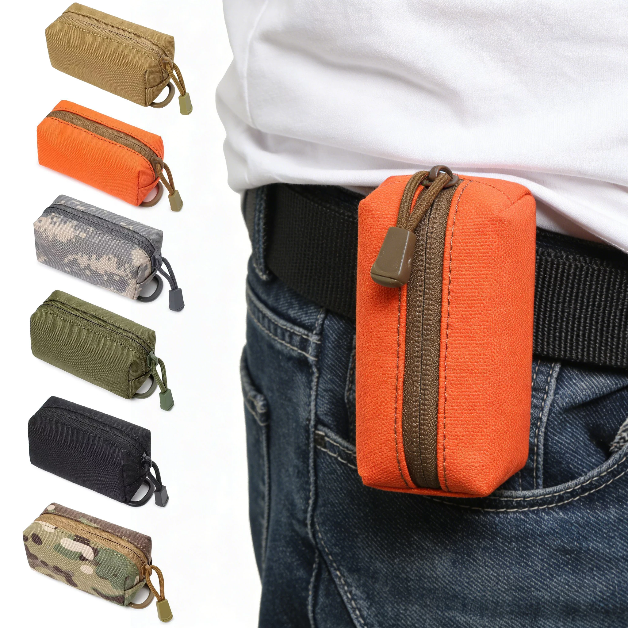 Sac de ceinture tactique d'extérieur, sac de rangement, organiseur de clés, mini pochette Molle portable, porte-monnaie pour homme, kit d'outils EDC pour la randonnée et le camping